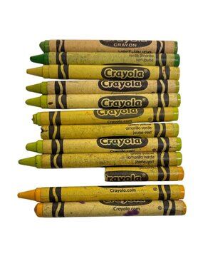 Crayola Crayons Pre Owned Lot Dandelion Canary Green Yellow Lot of 12